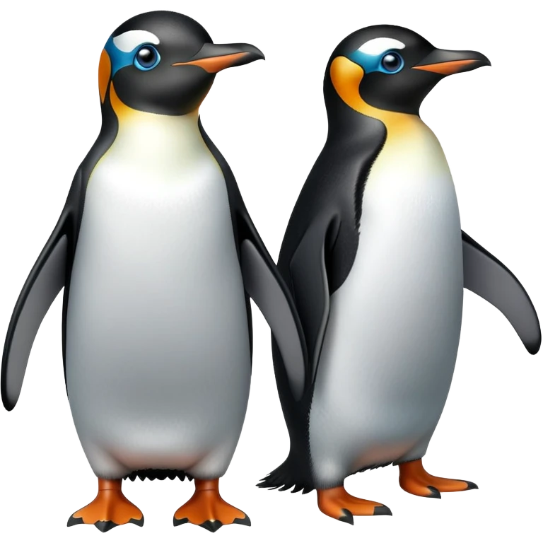 2 penguins one with Blue Eyes ,one with Green Eyes  emoji