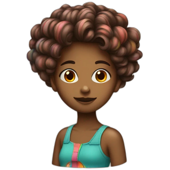 Fille avec cheveux multicolore emoji