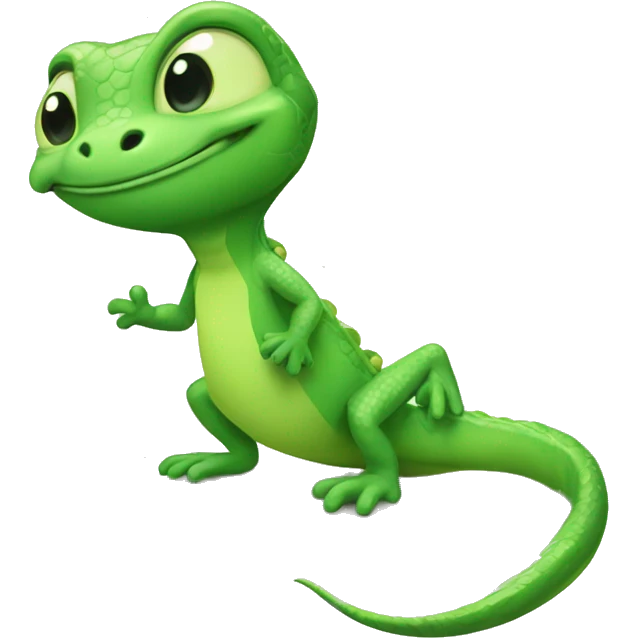 cute green lizard full body with green hearts emoji