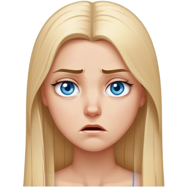 beautiful white girl with long straight blonde hair blue eyes sad angry upset hurt mad emoji