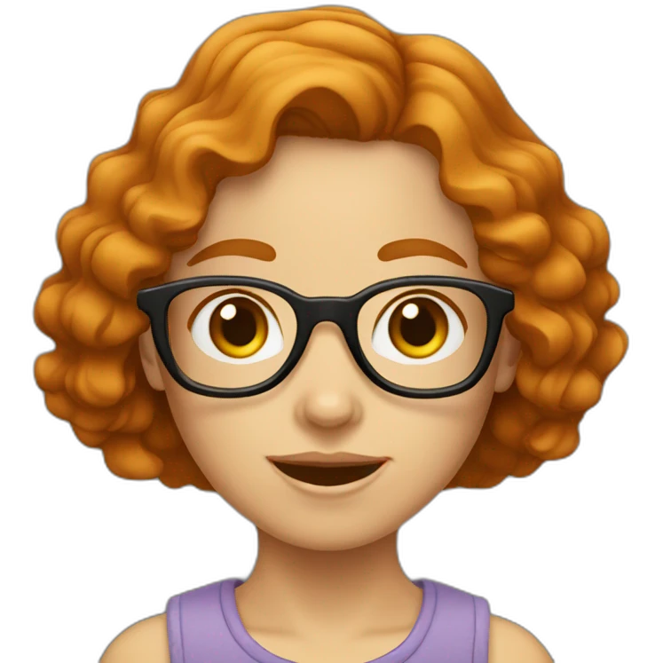caucasian girl with short wavy ginger hair and square glasses emoji