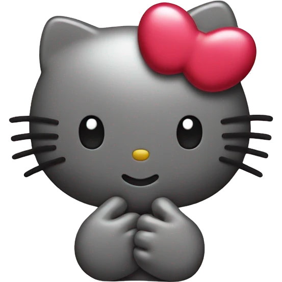 hello kitty with a heart hand emoji