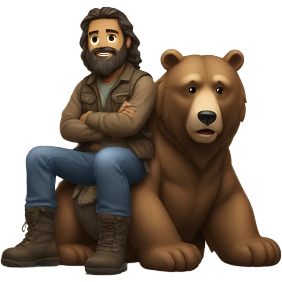 Bearded Man riding a bear emoji