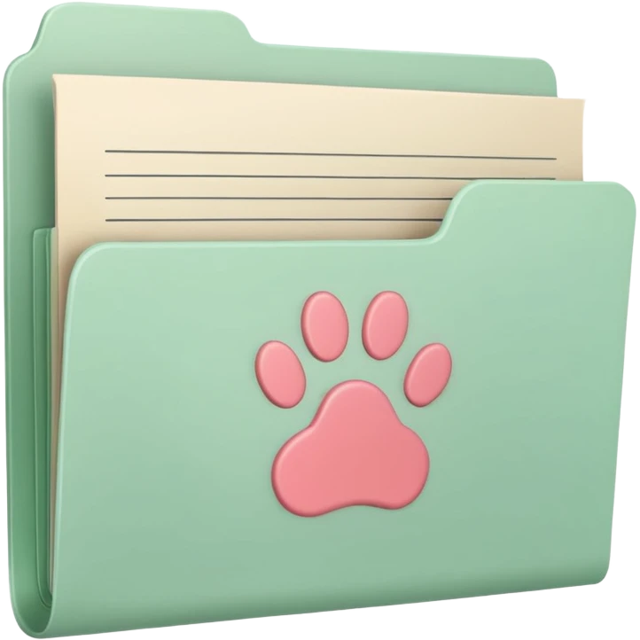 a pastel green folder of documents with a pawprint on it emoji