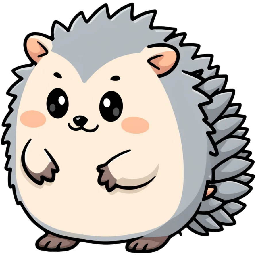 adorable grey hedgehog with round body, short spines, and tiny feet emoji