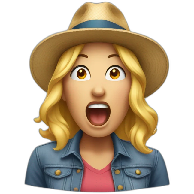 woman wearing hat screaming emoji