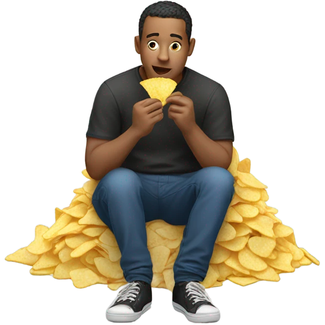 Man eating chips emoji