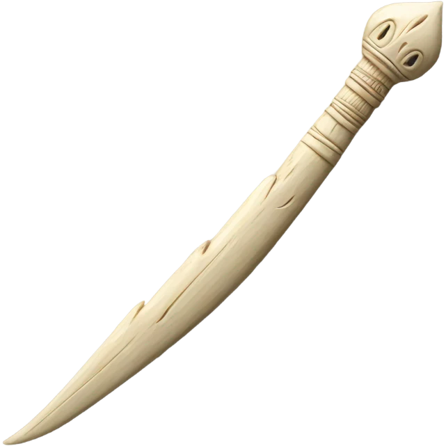 Long skinny Ivory spear engraved with animals emoji