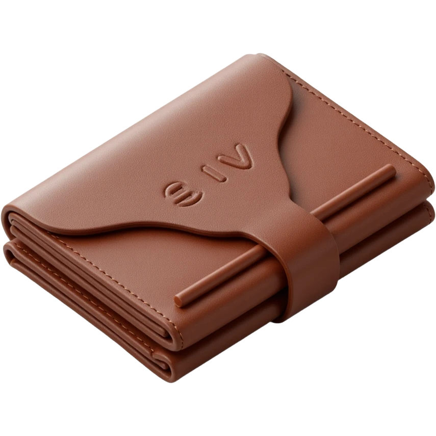 a detailed leather wallet, skeuomorphism style emoji