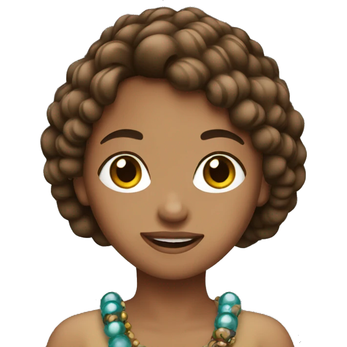 A girl with brown hair in beads emoji