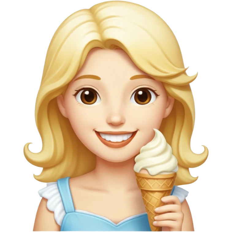 happy Athena eating white ice cream emoji