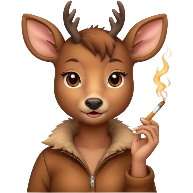 Cute female deer with cigarette emoji
