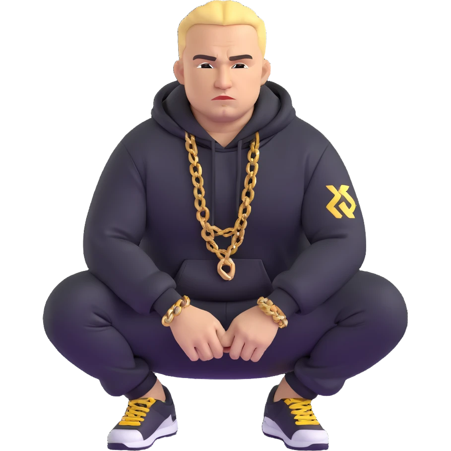Russian gangster squatting, wearing a tracksuit and gold chain emoji