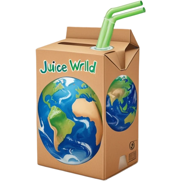 Juice box with the earth as the logo and the name of the juice box is juice wrld emoji
