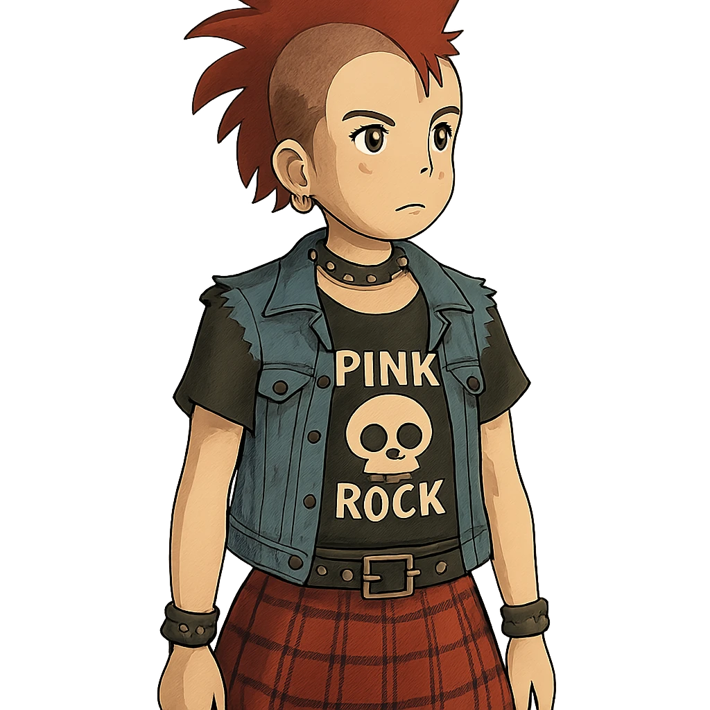 ghibli style punk rock girl emoji