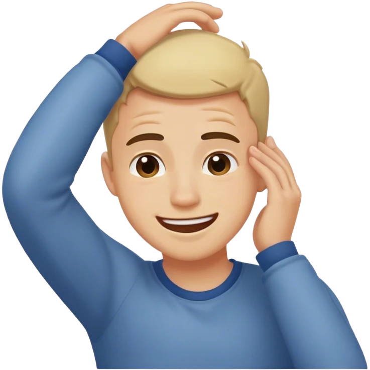 Guy getting embarrassed, smiling and scratching the back of his head emoji