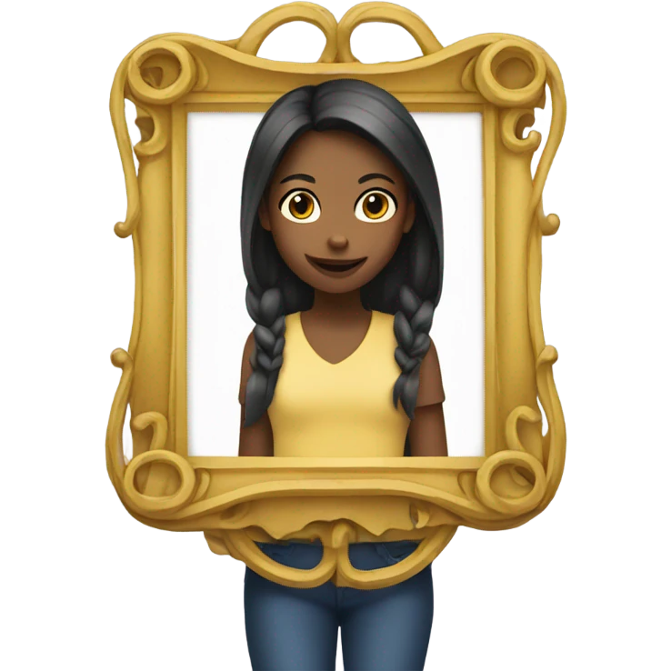 girl holding picture frame emoji