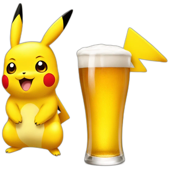Pikachu beer emoji
