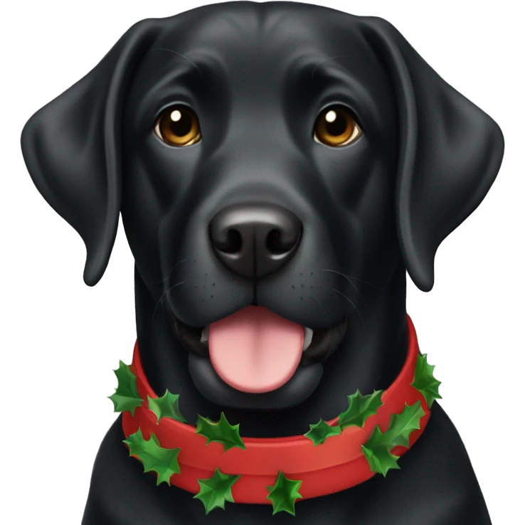 Black labrador with christmas collar  emoji