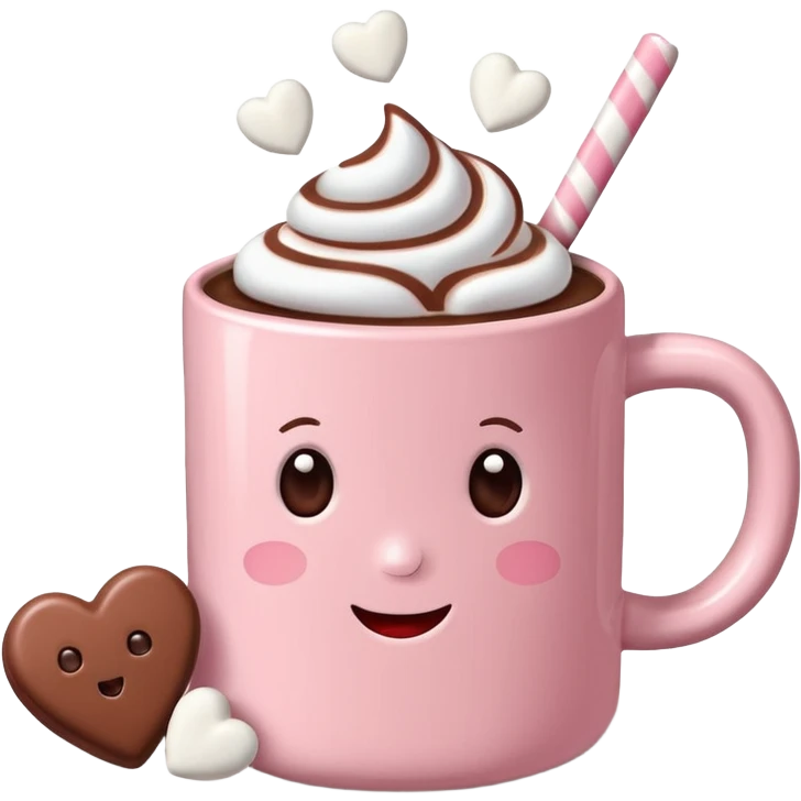 Corazón Light Pink mug of hot chocolate with marshmallows  emoji