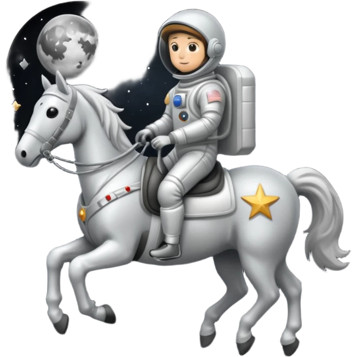 astronaut on horseback with stars in background emoji