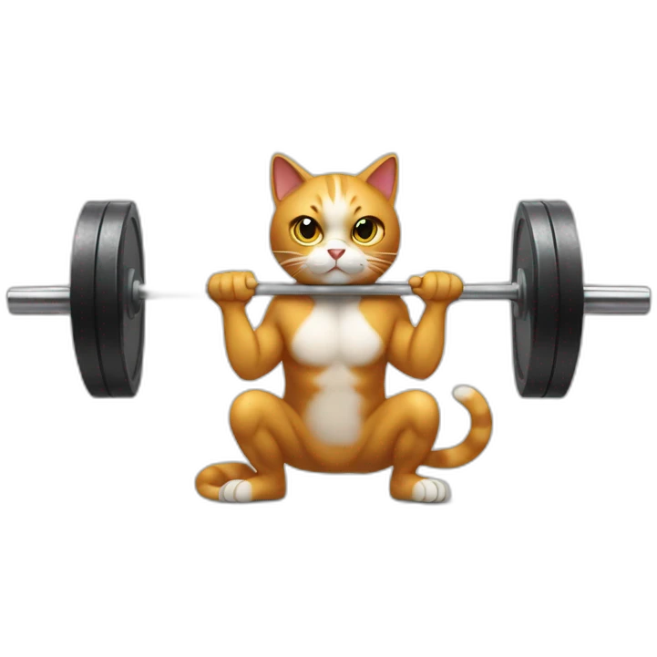 Cat squatting barbell emoji