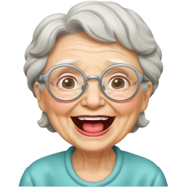 cute granny laugh her mouth wide open emoji