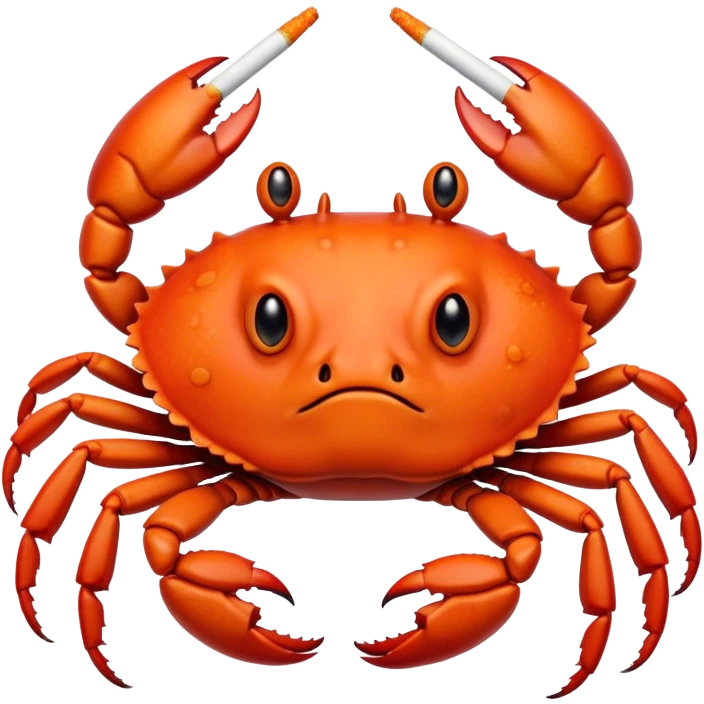 Sad crab holding a cigarette emoji