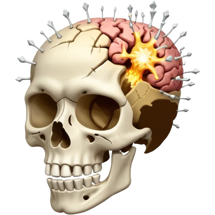 Skeleton but the brain is blowing up emoji