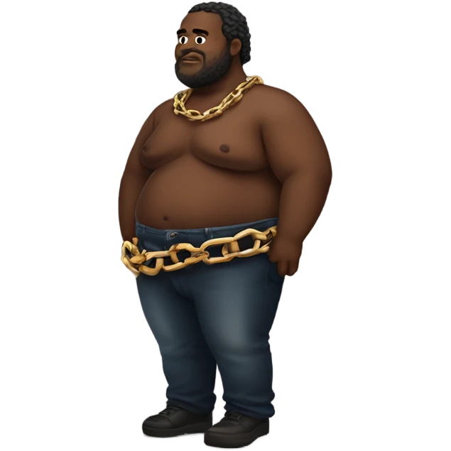 man in chains, hyper aesthetic beer belly  emoji