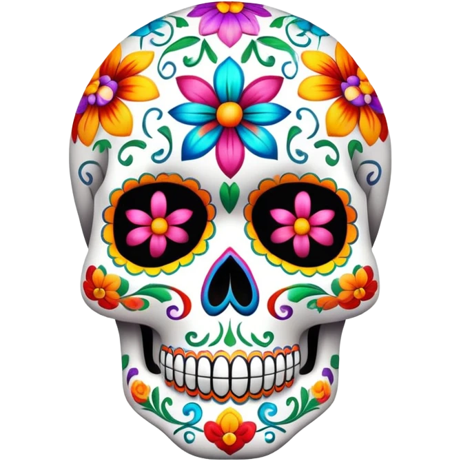 colorful decorated sugar skull with floral patterns emoji