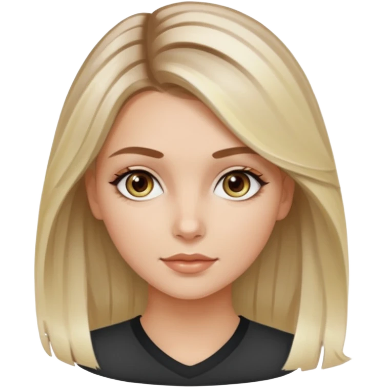 White girl hazel eyes with medium hair with platinum blonde highlights balayage emoji