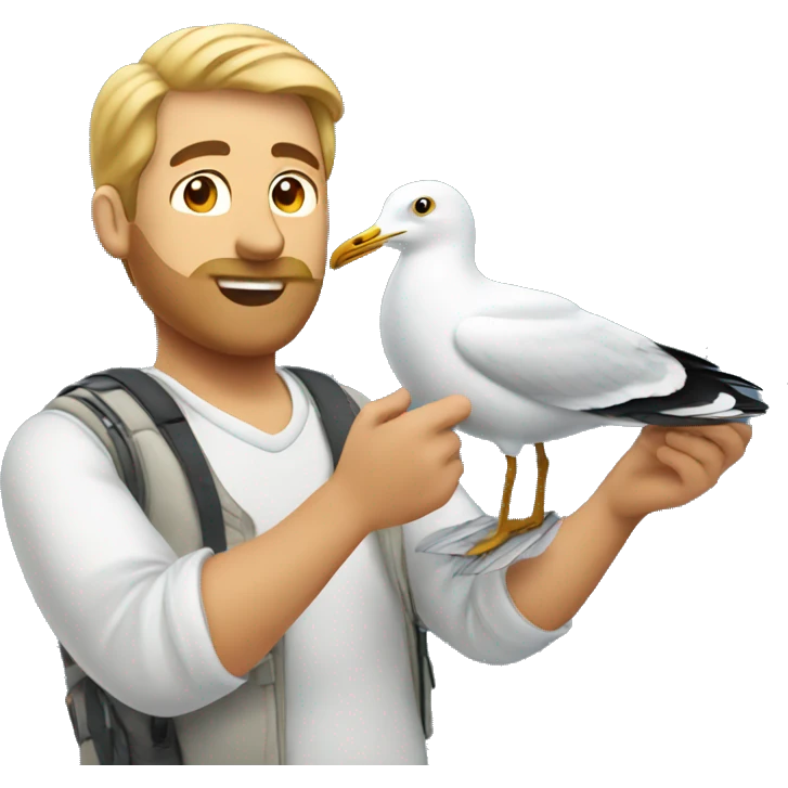 Man taking seagull photography emoji