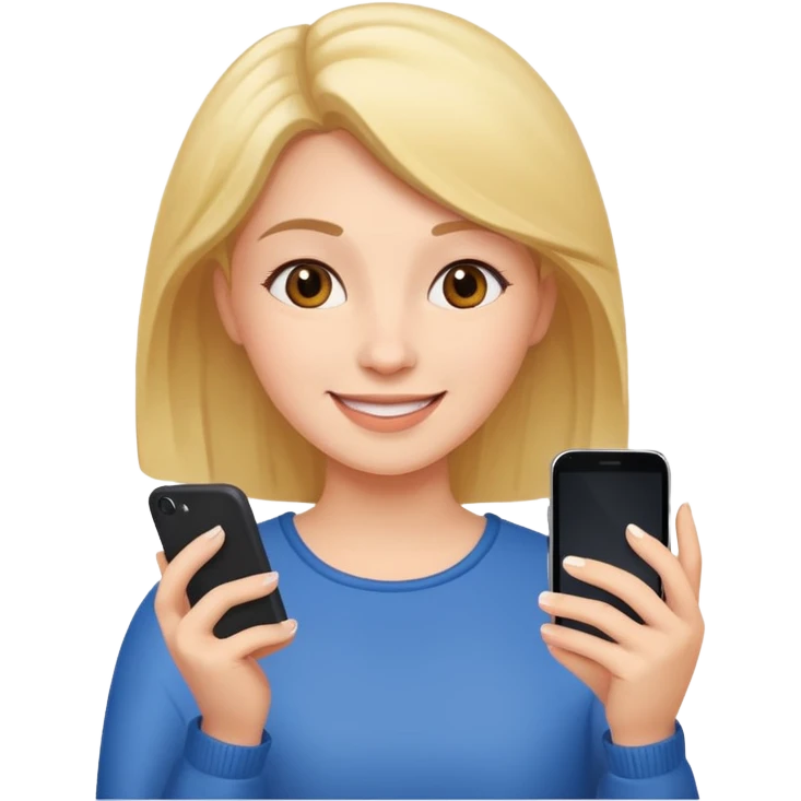 frau ist glücklich am Smartphone emoji