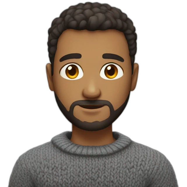 guy with a short haircut and naked eyes, short beard in a sweater emoji