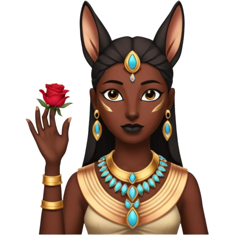 Ancient Black lapis rose gold woman anubis immature floor stage formally posed  emoji