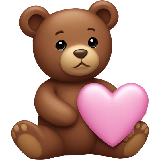 Baby pink heart with a baby brown teddy bear emoji
