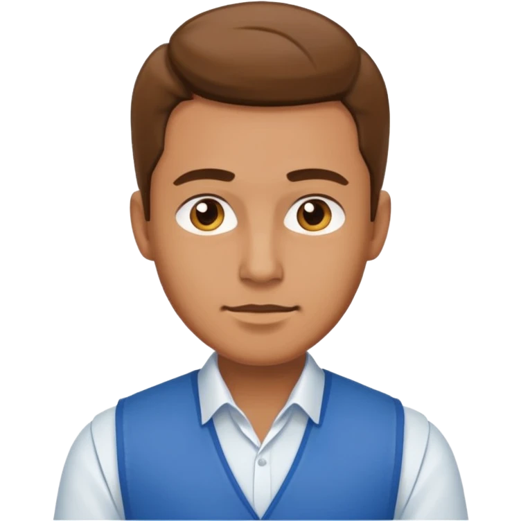 a man with a white shirt and a blue. vest emoji