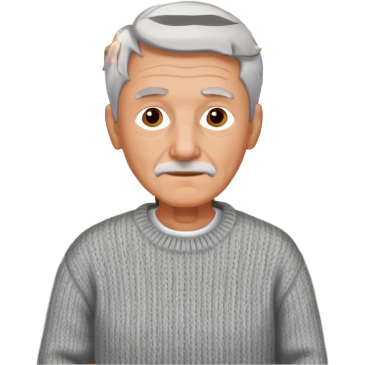 señor muy mayor pelo gris sin bigote casero emoji