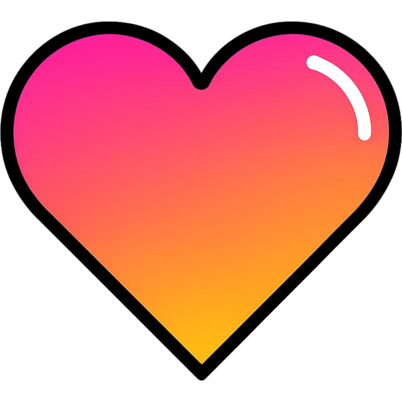gradient heart icon, modern icon style, clean lines, metallic shine, no text emoji