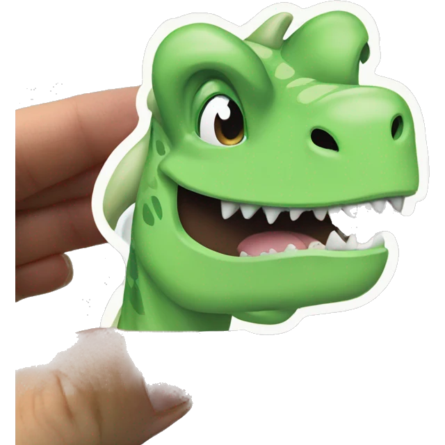 a sticker of a face of cute dinosaur in a pista green color   emoji
