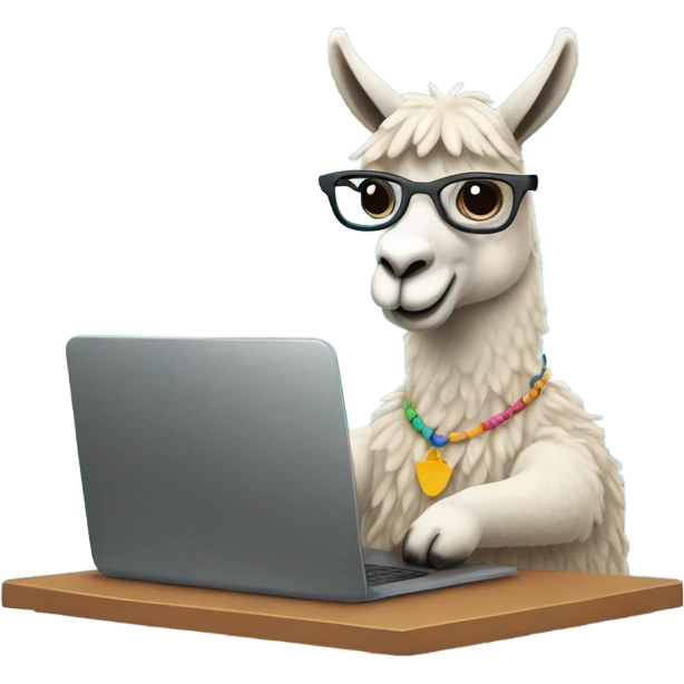 lama typing on laptop emoji