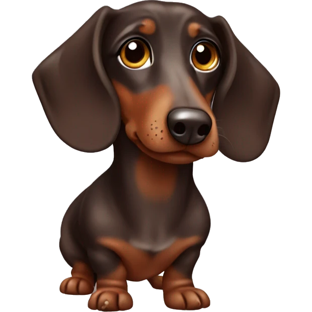 dapple chocolate dachshund with brown eyes emoji