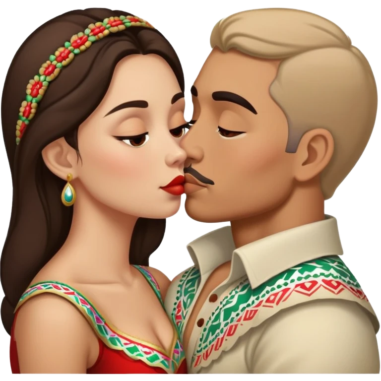 Russian and Mexican couple kissing emoji