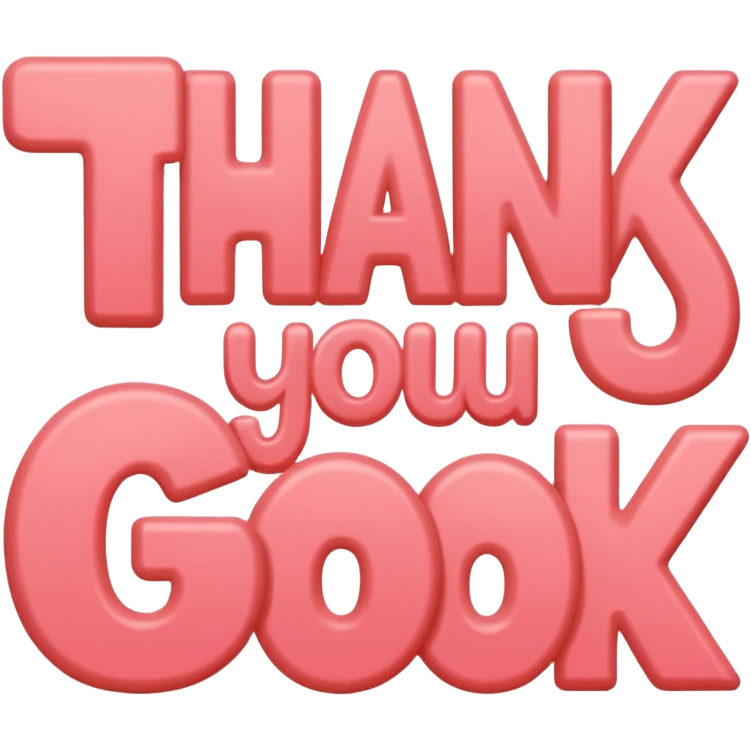 the words thank you in coral pink emoji