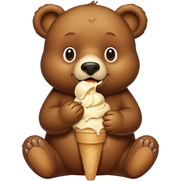 brown bear eating ice cream emoji