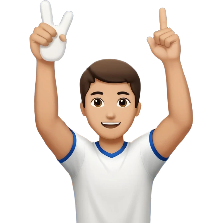 person cheering at a sports game, holding a foam finger or waving, stadium background emoji