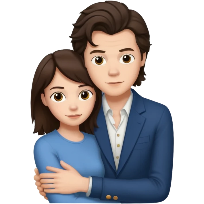 Harry styles with arm around brunette female  emoji