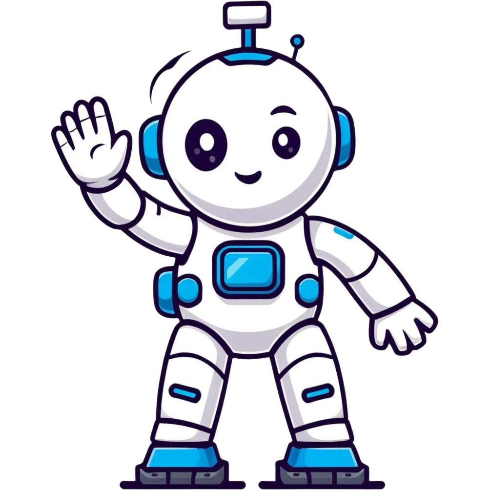 cute AI robot waving emoji