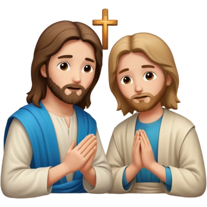 jesus en la mesa orando con una adolescente emoji